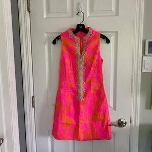 Lilly Pulitzer hot pink and orange shifted dress